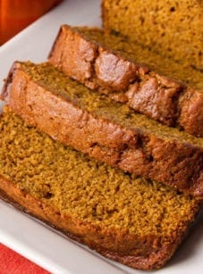 Slices of Pumpkin Bread on a plate.