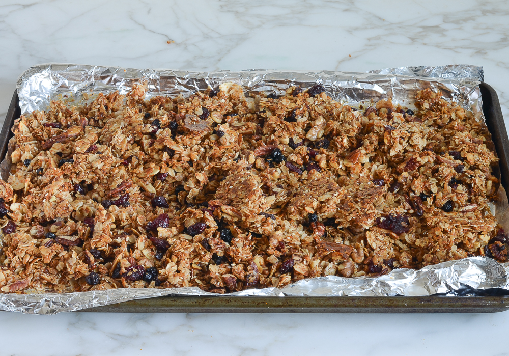 breaking granola into clusters