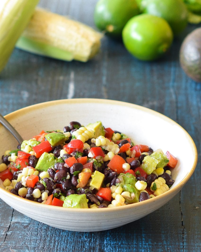 Black Bean Salad with Corn, Red Peppers, Avocado & Lime-Cilantro ...