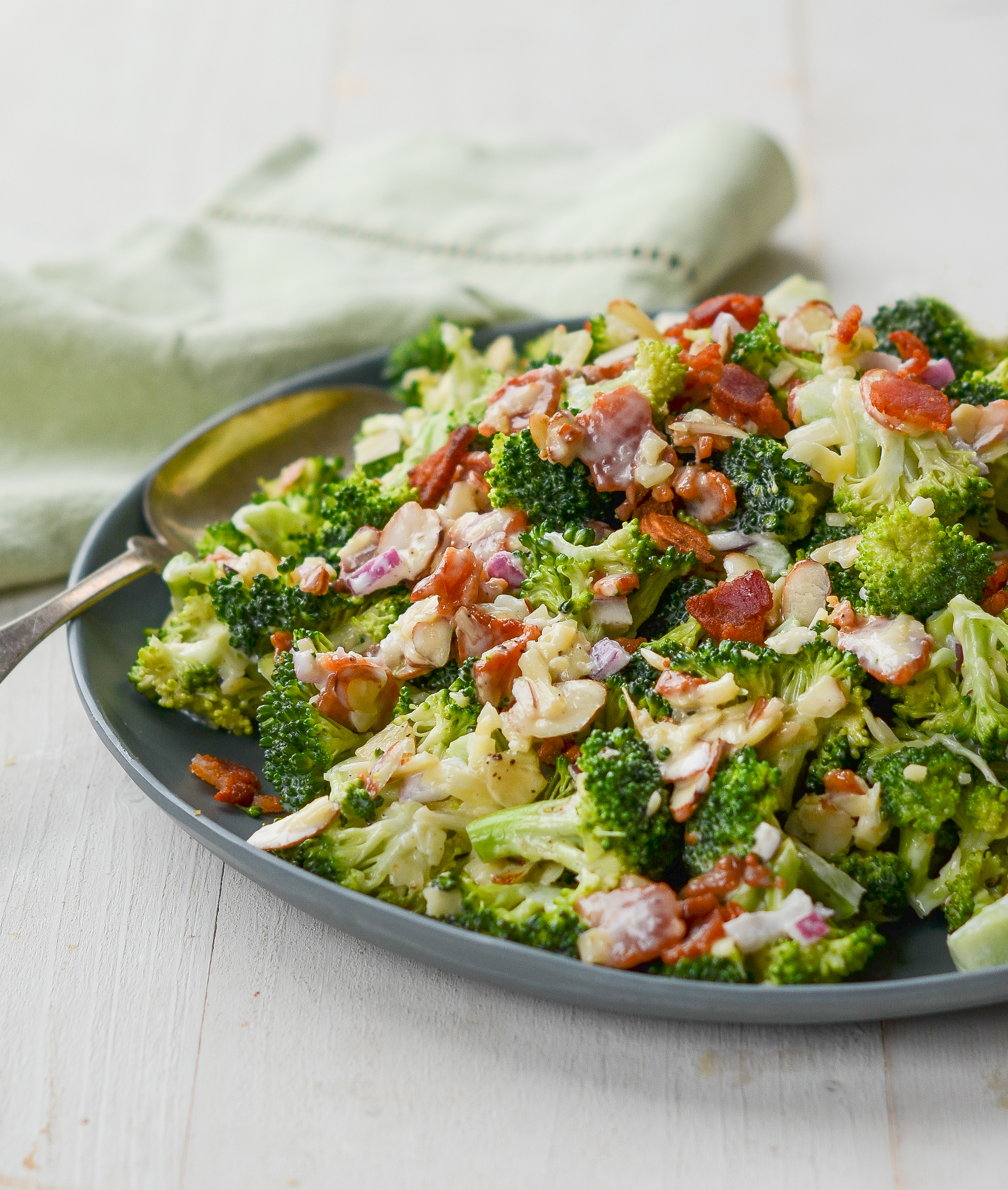 Broccoli Salad With Bacon Cheddar Almonds Once Upon A Chef