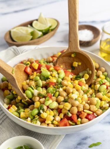 Southwest Chickpea and Corn Salad in Serving Bowl