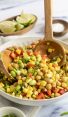 Southwest Chickpea and Corn Salad in Serving Bowl