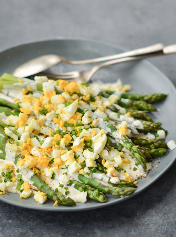 Asparagus Salad with Hard Boiled Eggs and Creamy Dijon Dressing