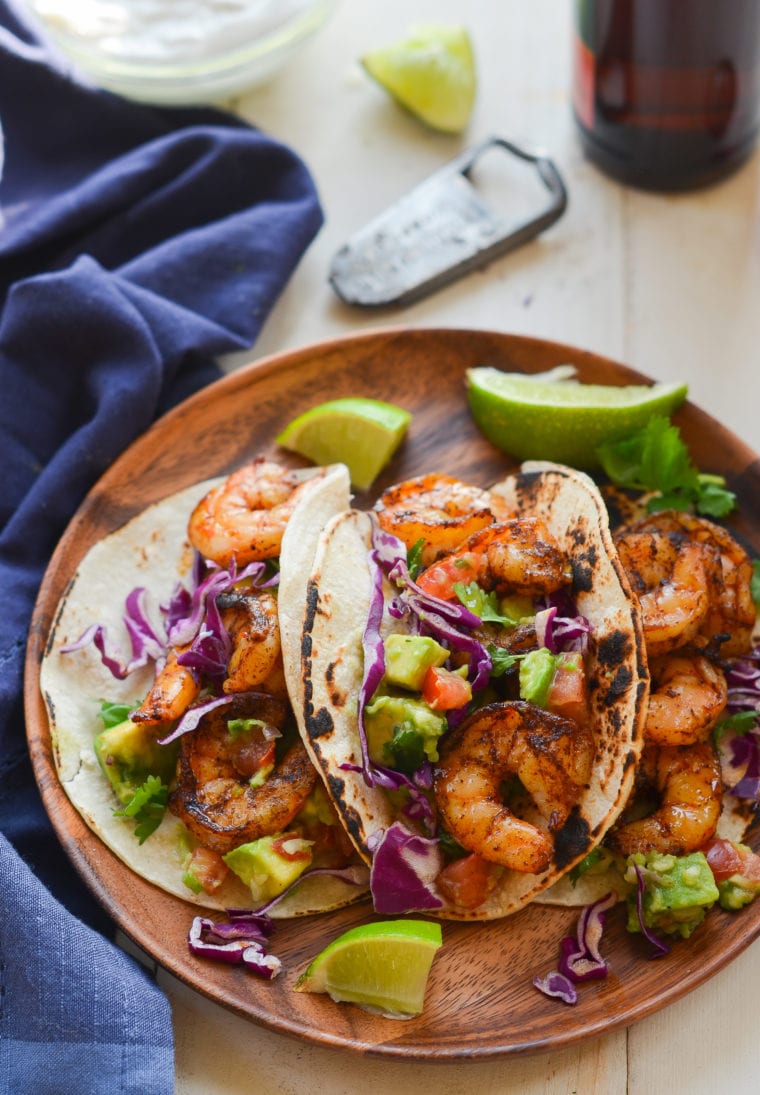 Grilled Shrimp Tacos with Avocado Salsa - Once Upon a Chef