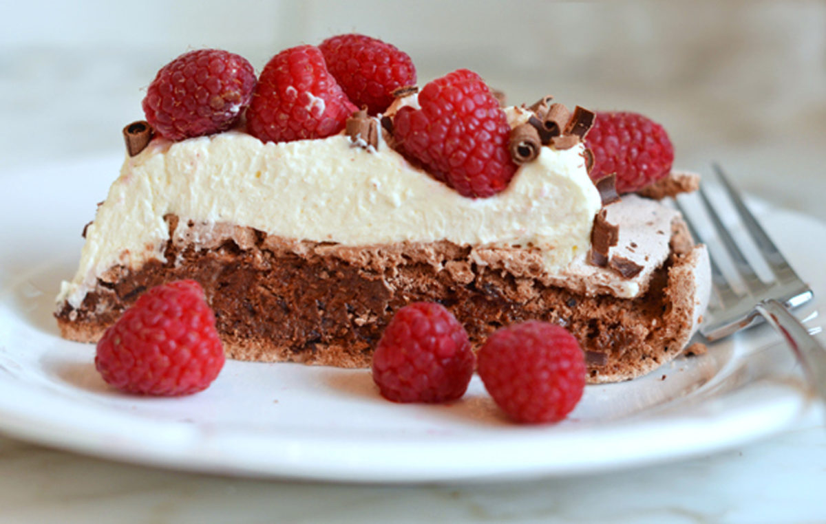 Flourless Chocolate Cake with Brown Sugar Meringue Topping - 1840 Farm