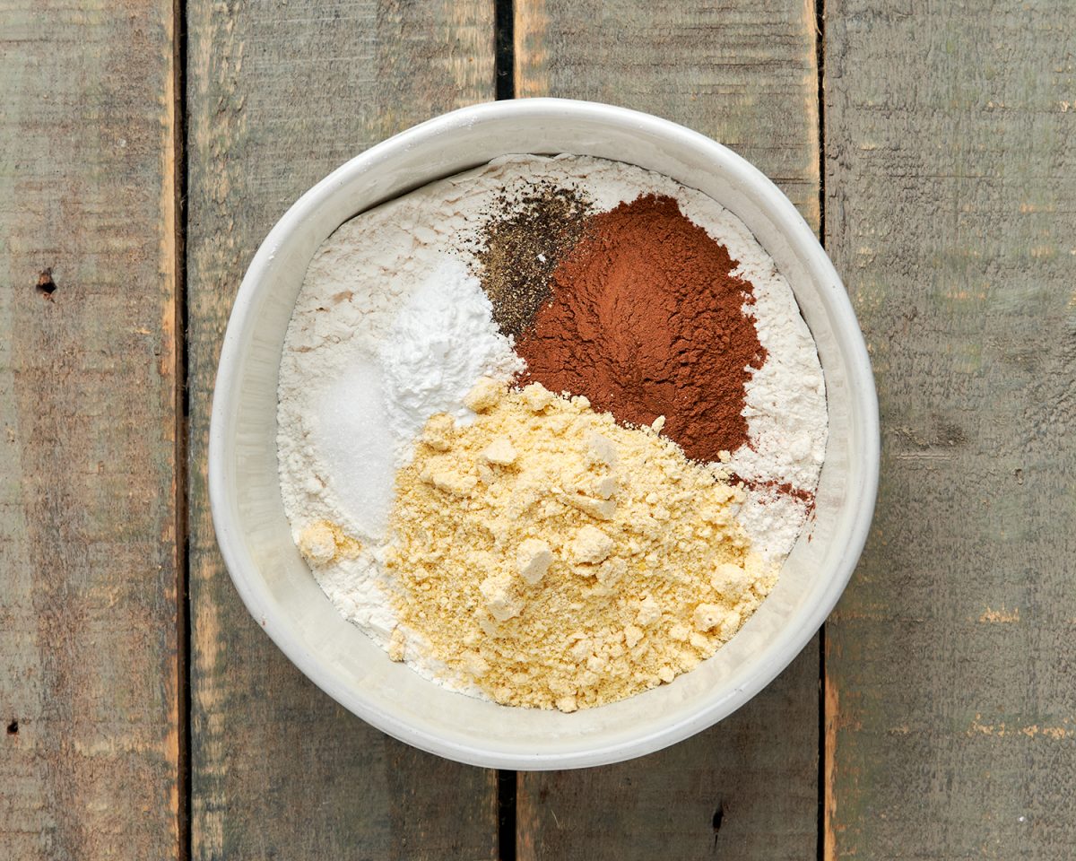 dry ingredients in mixing bowl