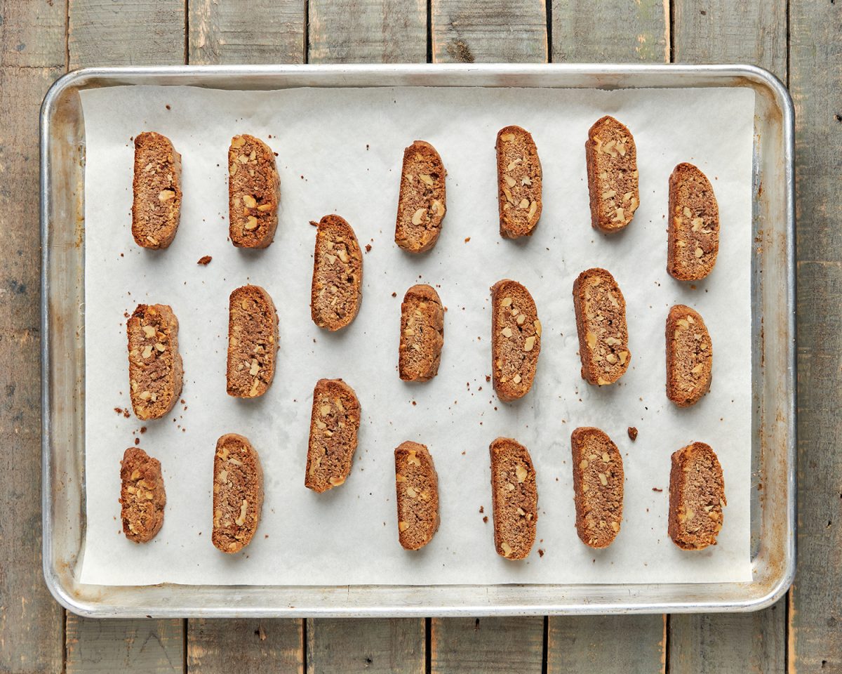 biscotti on baking sheet