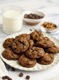 double chocolate chip cookies on plate