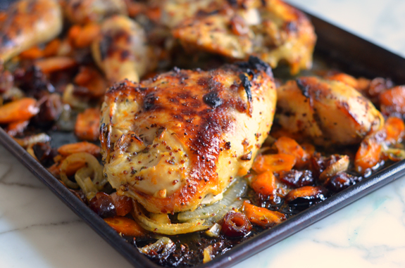 Sweet & Spicy Roast Chicken with Carrots, Dates & Pistachios - Once ...