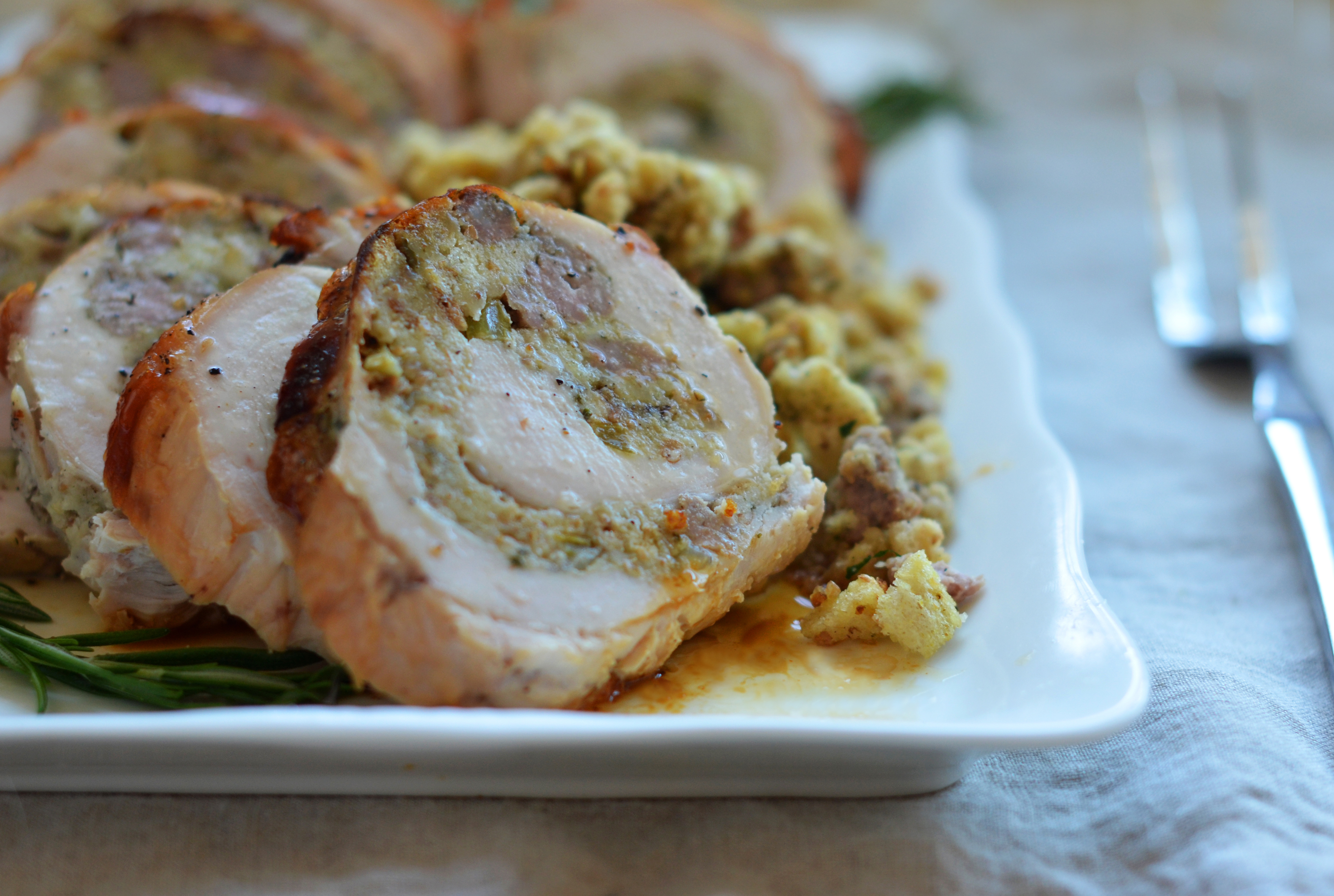 Rolled Stuffed Turkey Breast With Sausage Herb Stuffing Once Upon A Chef