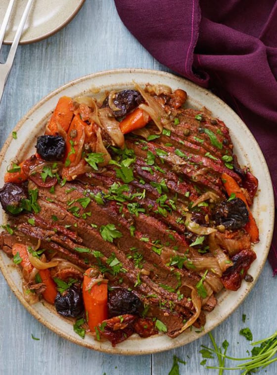 Moroccan Brisket on a large plate.