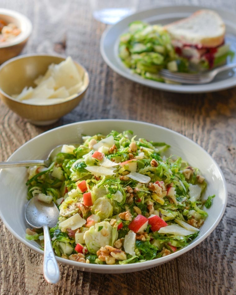 Brussels Sprout Salad with Apples, Walnuts & Parmesan