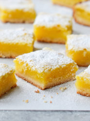 Lemon Bars dusted with powdered sugar.