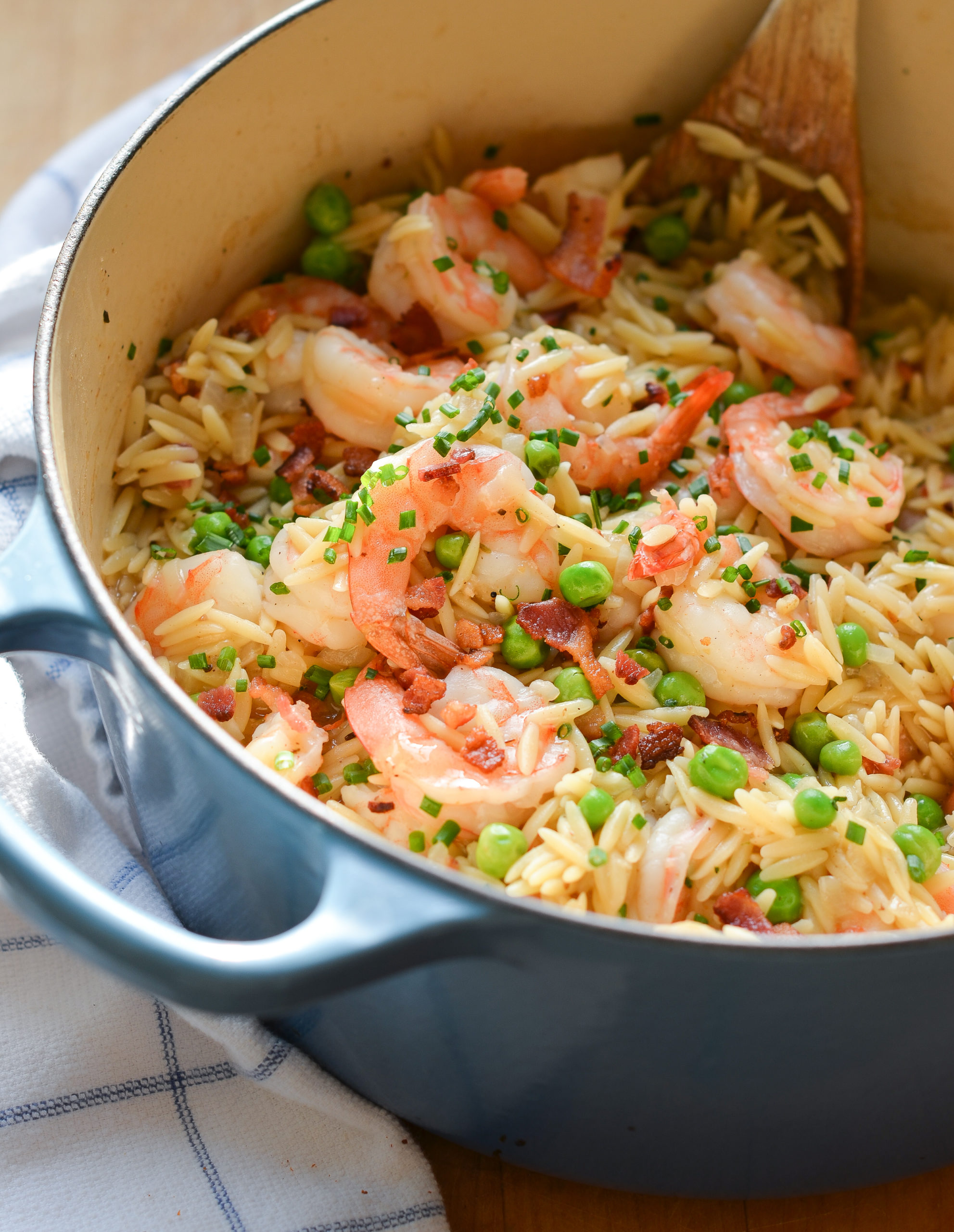 Orzo Risotto with Shrimp, Peas & Bacon - Once Upon a Chef
