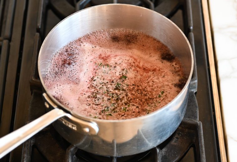 boiling red wine reduction