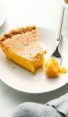 slice of chess pie on plate with fork