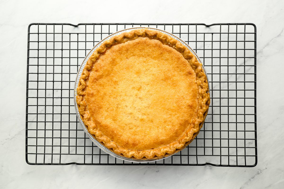 baked chess pie cooling on rack