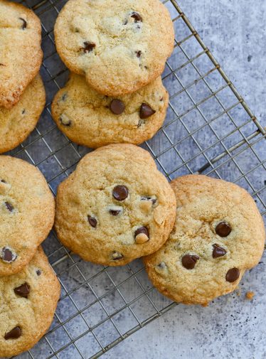 gluten free chocolate chip cookies cooling on rack