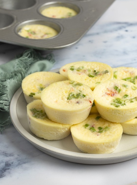 egg bites stacked on plate