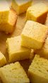 cornbread pieces on wooden board