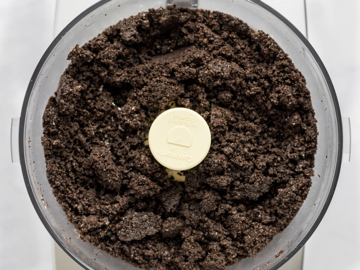 ground oreo crust in food processor.