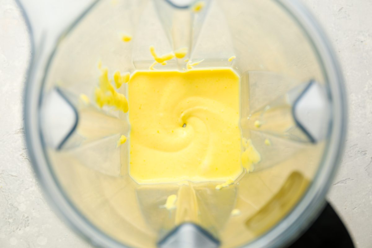 blended egg yolks and salt in blender pitcher