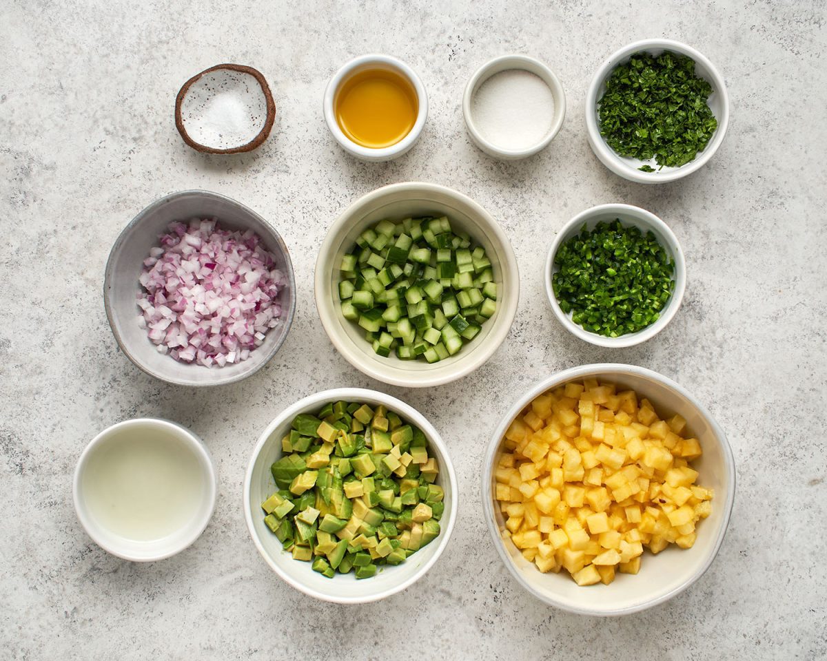 ingredients for pineapple avocado salsa