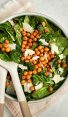 kale and power greens with roasted chickpeas and Parmesan