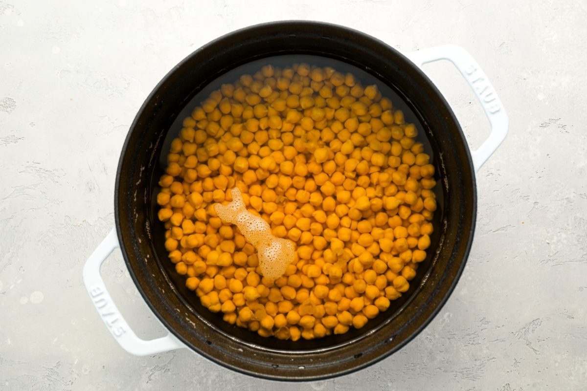 chickpeas soaking in water