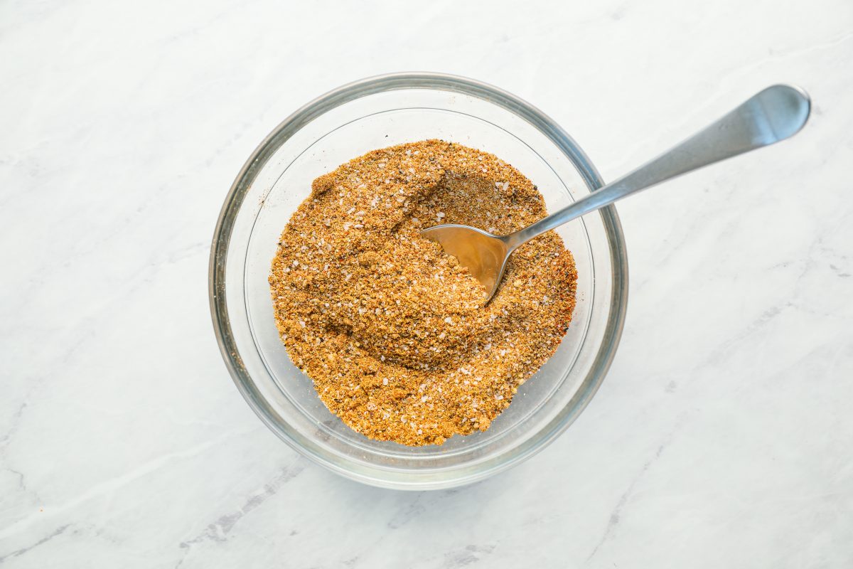 spice rub in small bowl with spoon