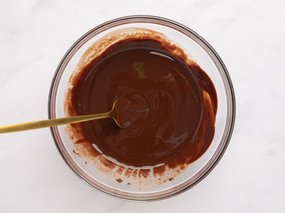 melted chocolate and butter in bowl