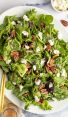 Green Salad with Goat Cheese, Maple-Glazed Pecans & Maple Dijon Vinaigrette with Striped Linen Napkin