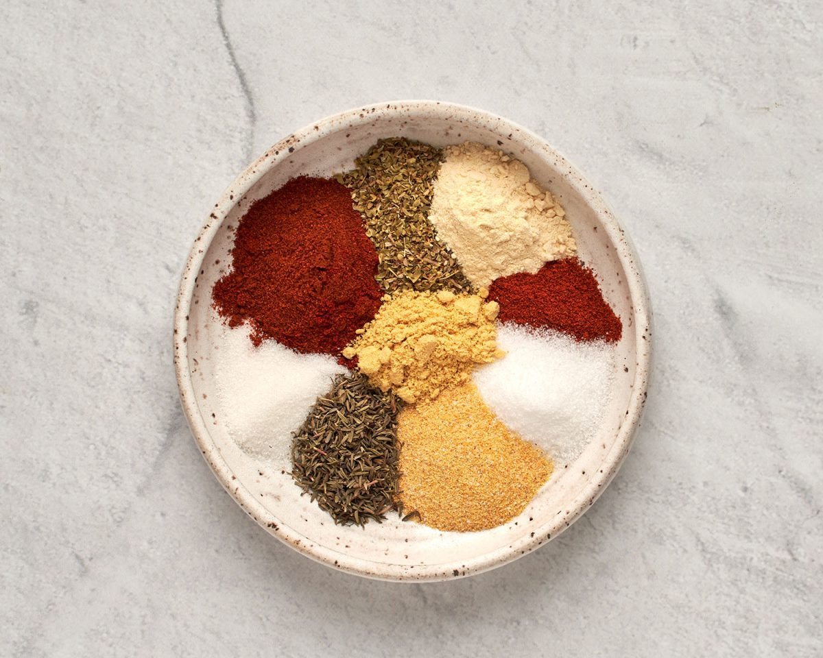 piles of blackened chicken spices in bowl