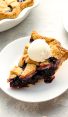 slice of blueberry pie with vanilla ice cream