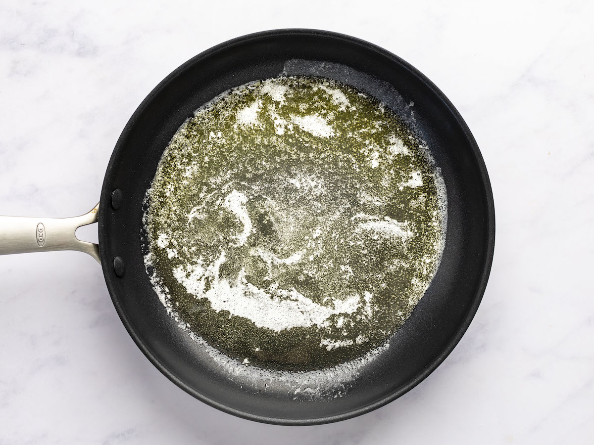 melted butter in large skillet