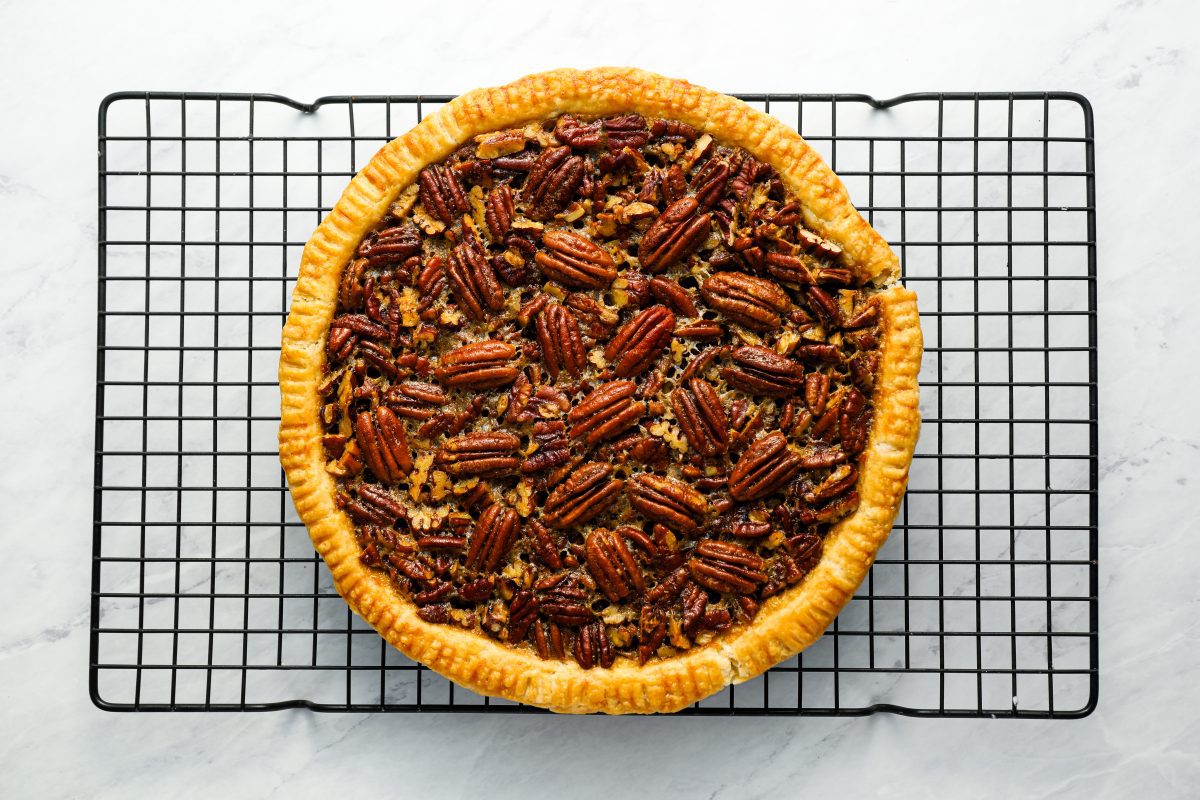 baked pie on cooling rack