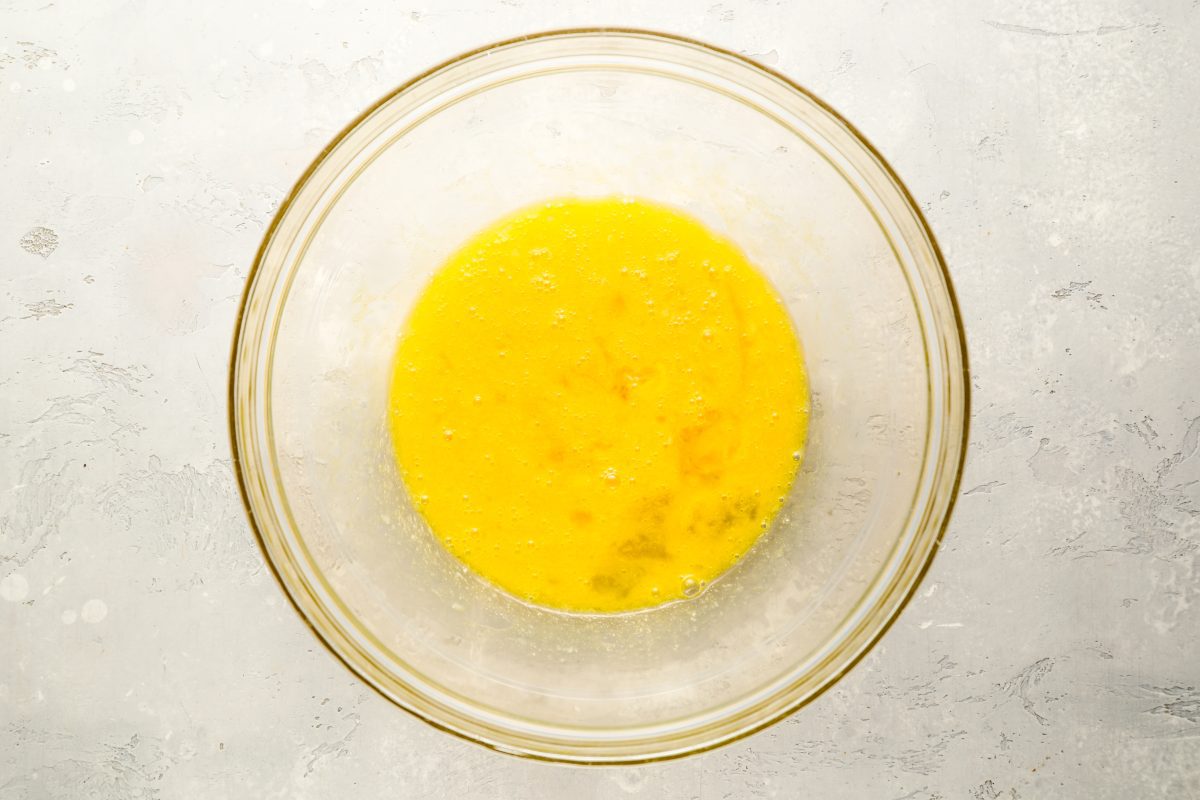 melted butter, eggs, and salt in large mixing bowl 