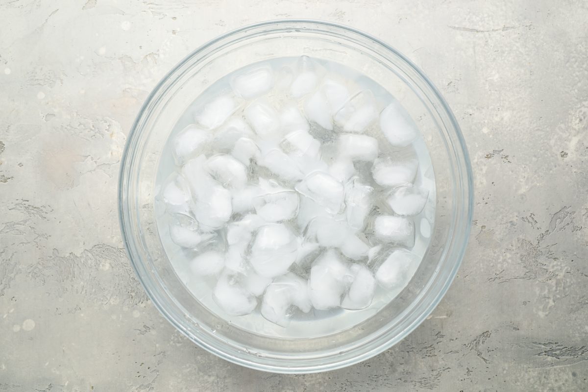 large bowl filled with ice water 