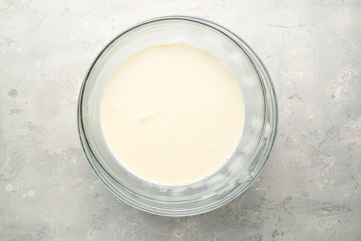 panna cotta mixture cooling in ice bath