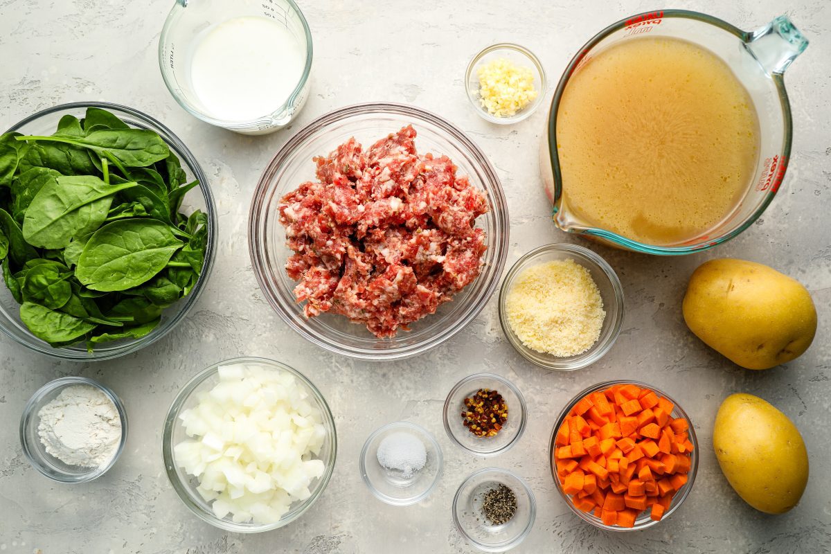 ingredients for Zuppa Toscana