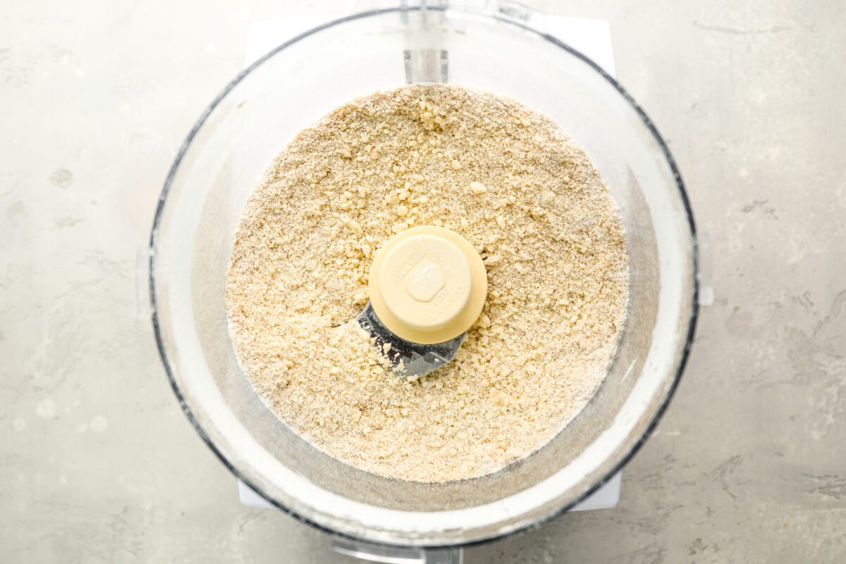 butter and egg yolk blended into dry ingredients.